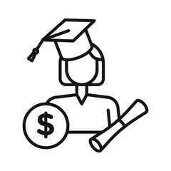 education Scholarship icon Black line art vector