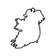 Ireland map icon Black line art vector