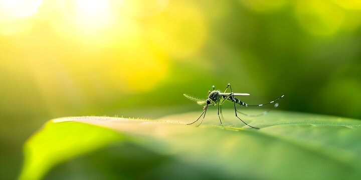 Mosquitoes in tropical forests pose health risks use repellent to prevent diseases. Concept Mosquitoes, Tropical Forests, Health Risks, Repellent, Disease Prevention