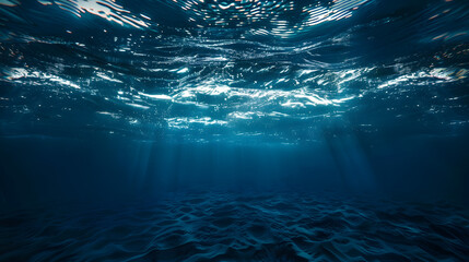 Dark blue ocean surface seen from underwater