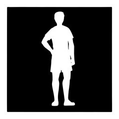 Man silhouette on black background PNG illustration. T-shirt apparel print design. Black and white hand drawn image.