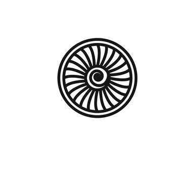 recommend clip art: Plane turbine icon Black line art vector
