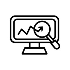 Researching information online icon Black line art vector