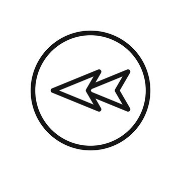 recommend clip art: Rewind Previous Back arrow icon Black line art vector
