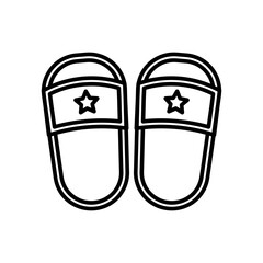 Slippers icon Black line art vector