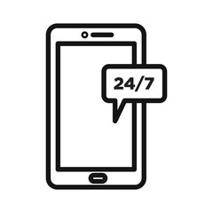 Smartphone Help and Support icon Black line art vector