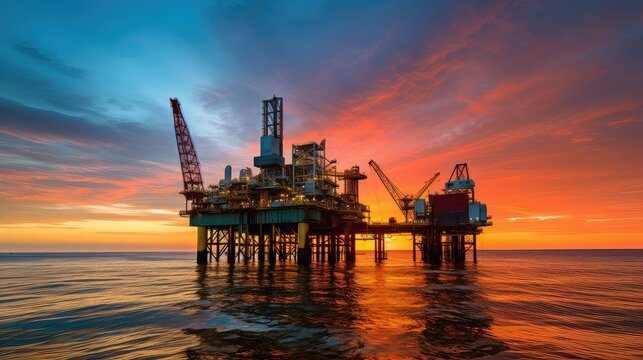 wers oil rig at sunset