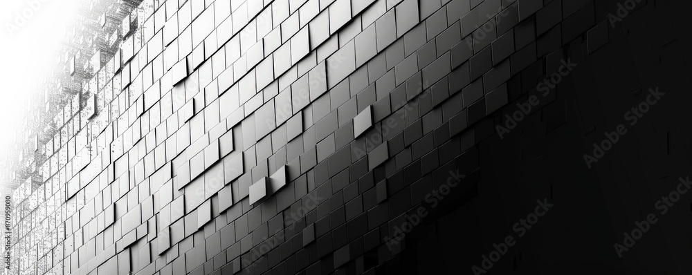 Poster a mosaic pixel background with a gradient from black to white. the high contrast between the pixels 