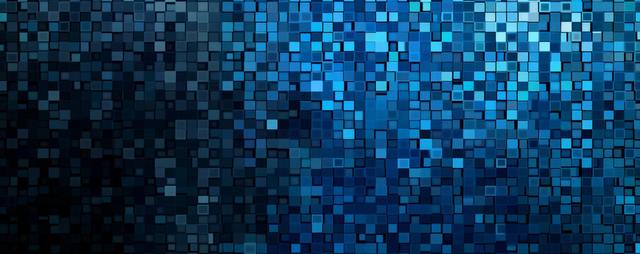 A mosaic pixel background with a gradient from black to blue. The smooth transition and pixelated design create a sleek and modern pattern.