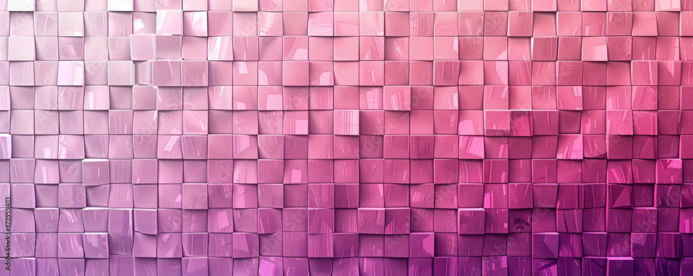 Poster a mosaic pixel background with a gradient from pink to purple. the smooth transition and pixelated d