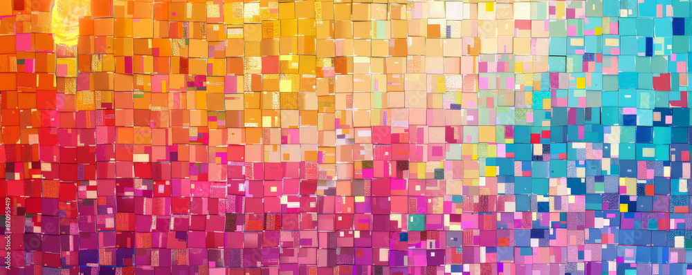 Aufkleber a mosaic pixel background with a mix of bright and pastel colors, creating a harmonious and cheerful
