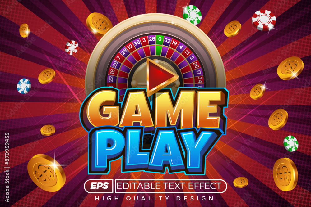 Poster editable 3d text effect game play