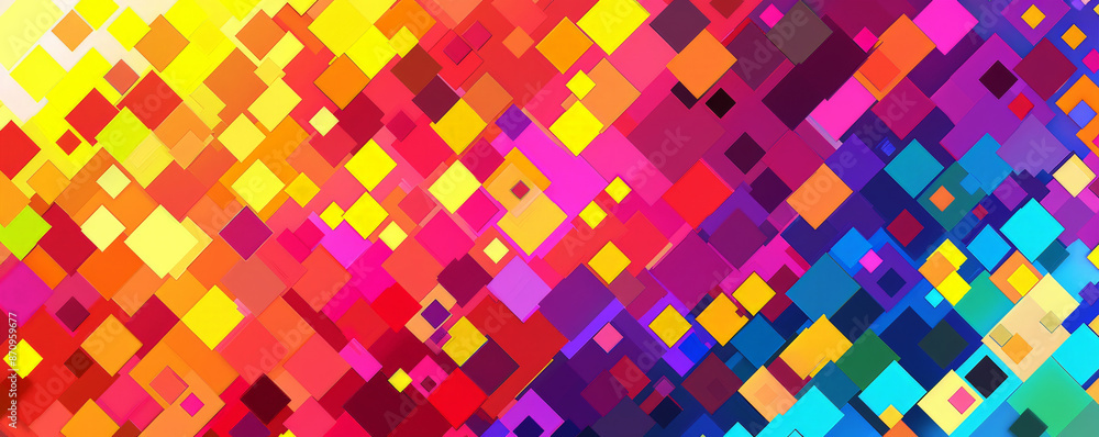 Aufkleber a mosaic pixel background with bright, primary colors arranged in a checkerboard pattern. the bold a