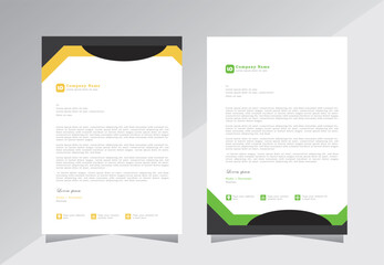 Yellow and Green Minimalist corporate letterhead template, Professional modern letterheads templates design for your business and project, Vector illustration
