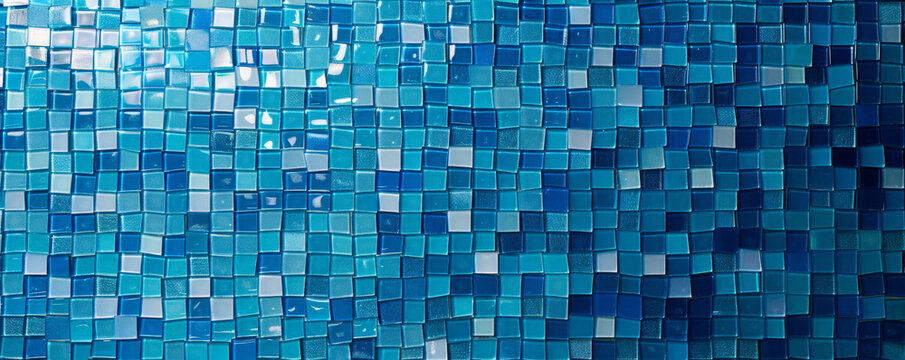 A mosaic pixel background with shades of blue, creating a calm and serene pattern. The varied shades add depth and interest to the design.