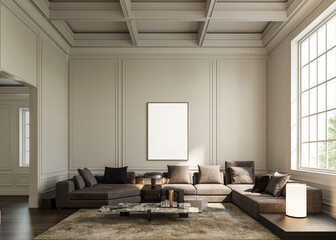 Classic White Interior Frame Mockup Modern Furniture