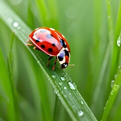 Fototapeta premium ladybug on grass