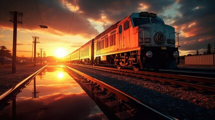 Fototapeta premium tracks railroad sun