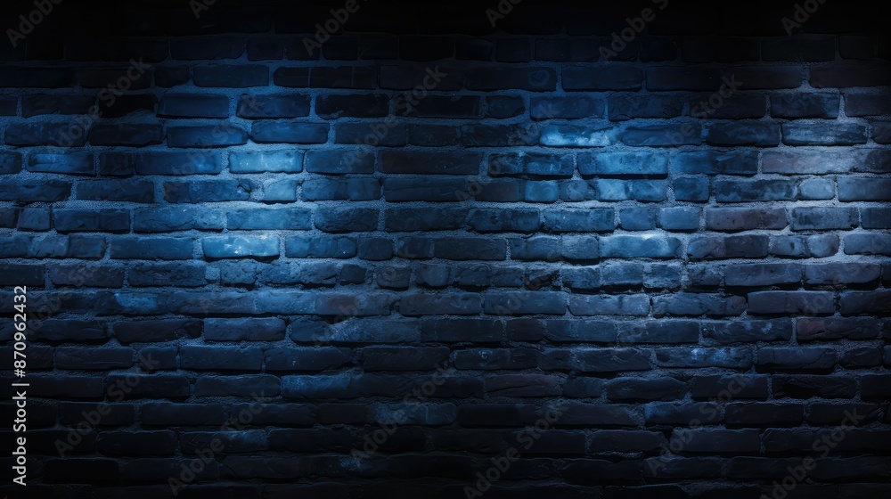 Wall mural warm dark blue brick wall