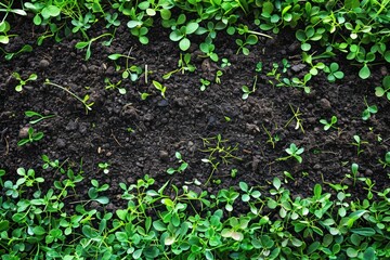 Obraz premium green lawn soil top view background. ai generative