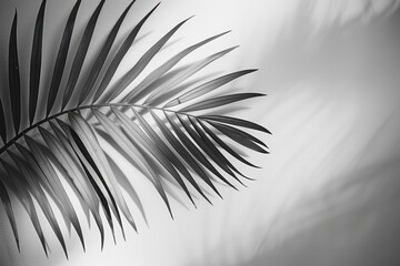 Obraz premium Grey shadow of natural palm leaf abstract background. ai generative