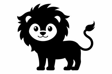 black and white lion silhouette, lion vector illustration, lion silhouette, animal silhouette isolated vector Illustration, png, lion  icon	