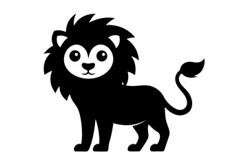 black and white lion silhouette, lion vector illustration, lion silhouette, animal silhouette isolated vector Illustration, png, lion  icon	