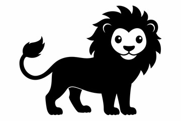 black and white lion silhouette, lion vector illustration, lion silhouette, animal silhouette isolated vector Illustration, png, lion  icon	