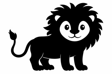 Obraz premium black and white lion silhouette, lion vector illustration, lion silhouette, animal silhouette isolated vector Illustration, png, lion icon 