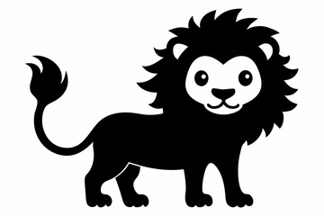 black and white lion silhouette, lion vector illustration, lion silhouette, animal silhouette isolated vector Illustration, png, lion  icon	