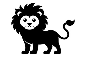 black and white lion silhouette, lion vector illustration, lion silhouette, animal silhouette isolated vector Illustration, png, lion  icon	