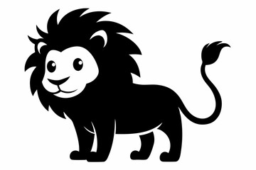 Obraz premium black and white lion silhouette, lion vector illustration, lion silhouette, animal silhouette isolated vector Illustration, png, lion icon 