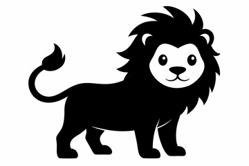 black and white lion silhouette, lion vector illustration, lion silhouette, animal silhouette isolated vector Illustration, png, lion  icon	