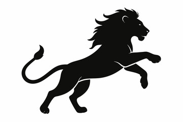 black and white lion silhouette, lion vector illustration, lion silhouette, animal silhouette isolated vector Illustration, png, lion  icon	