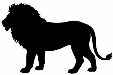 black and white lion silhouette, lion vector illustration, lion silhouette, animal silhouette isolated vector Illustration, png, lion  icon	