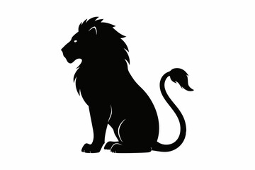 black and white lion silhouette, lion vector illustration, lion silhouette, animal silhouette isolated vector Illustration, png, lion  icon	