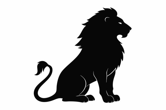 recommend clip art: black and white lion silhouette, lion vector illustration, lion silhouette, animal silhouette isolated vector Illustration, png, lion  icon	
