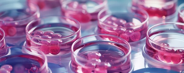 Stem cells in a petri dish ready for research, stem cells in lab, biomedical research,
