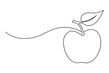 Continuous one single line art drawing of apples icon organic food vector
