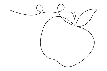 Continuous one single line art drawing of apples icon organic food vector
