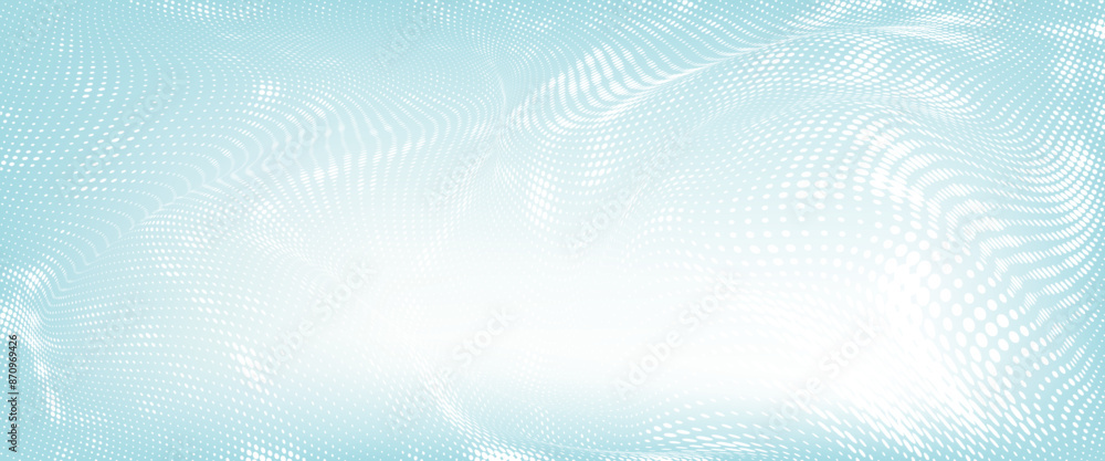 Wall mural abstract dot white blue wave pattern gradient texture technology background vector