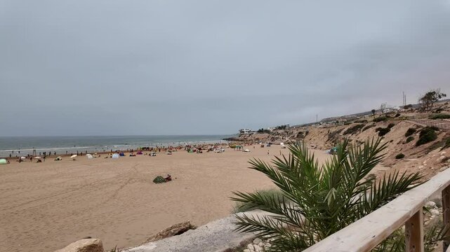 Street view of the Taghazout village in Morocco.