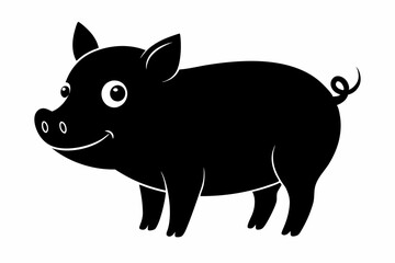 black and white pig silhouette, pig vector illustration, pig silhouette, animal silhouette isolated vector Illustration, png, pig  icon, cartoon pig
