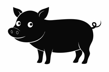 black and white pig silhouette, pig vector illustration, pig silhouette, animal silhouette isolated vector Illustration, png, pig  icon, cartoon pig
