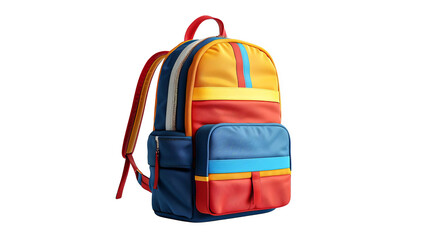 Fototapeta premium Vibrant and stylish multi-colored backpack with ample storage and durable construction. Perfect for school, travel, and daily use.