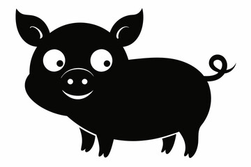 black and white pig silhouette, pig vector illustration, pig silhouette, animal silhouette isolated vector Illustration, png, pig  icon, cartoon pig
