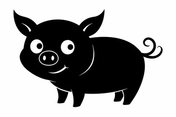 black and white pig silhouette, pig vector illustration, pig silhouette, animal silhouette isolated vector Illustration, png, pig  icon, cartoon pig
