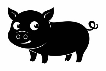 black and white pig silhouette, pig vector illustration, pig silhouette, animal silhouette isolated vector Illustration, png, pig  icon, cartoon pig
