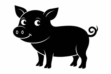 black and white pig silhouette, pig vector illustration, pig silhouette, animal silhouette isolated vector Illustration, png, pig  icon, cartoon pig
