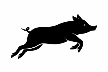 black and white pig silhouette, pig vector illustration, pig silhouette, animal silhouette isolated vector Illustration, png, pig  icon, cartoon pig
